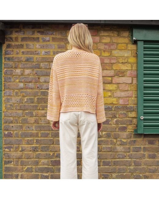 Cara & The Sky Yellow Gala Recycled Cotton Mix Crochet Wide Sleeve Jumper