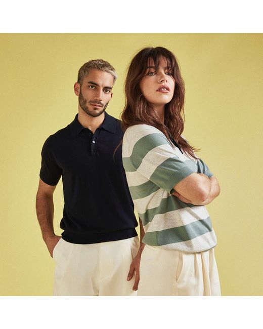 Salts Cashmere Gray Short Sleeve Rugby Stripe Polo Shirt for men