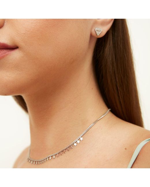 Spero London Metallic Multiple Star Sterling Station & Saturn Necklace Stacking Layering Set