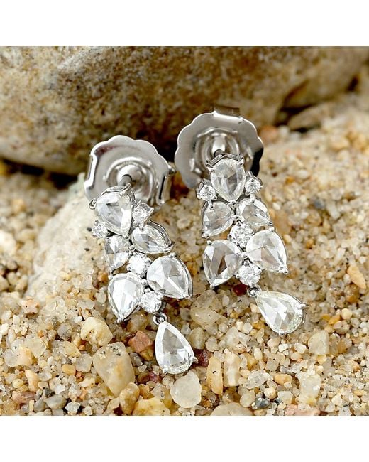 Artisan White Ice Diamond Floral Drop Earrings