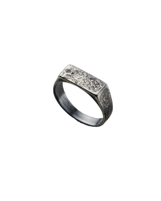 Posh Totty Designs Metallic Molten Oxidised Sterling Signet Ring for men
