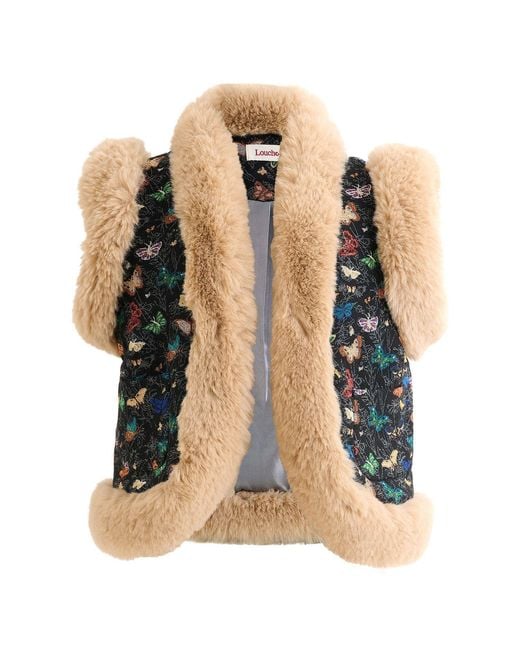 Louche Multicolor Dominica Butterfly Ball Jacquard Faux Fur Trimmed Waistcoat – Multicoloured