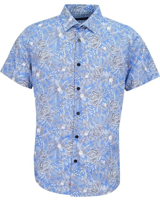 Lords of Harlech Blue Scott Handcut Floral Shirt for men