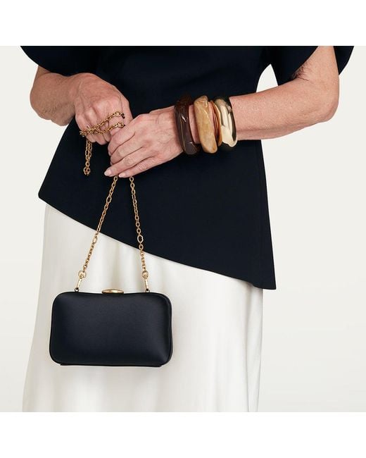 Lulu Guinness Black Satin Hayworth Clutch Bag