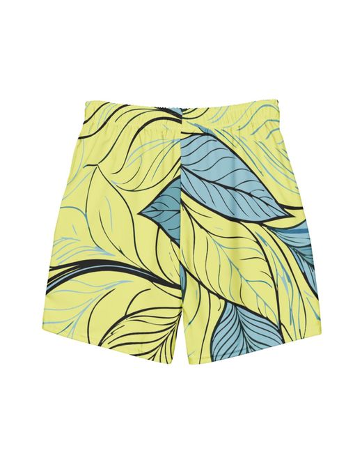 Anchor and Crew Yellow Exotic Leaves Pattern Recycled Fabric Swim Shorts for men