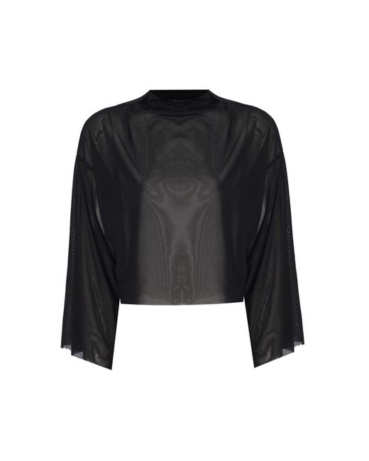 No'design Black Sheer Oversized Crop Top