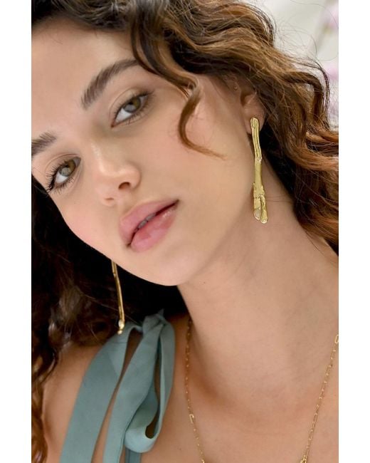 Rare Matters Jewelry Metallic Natural Asymmetry Moonstone Linear Earrings