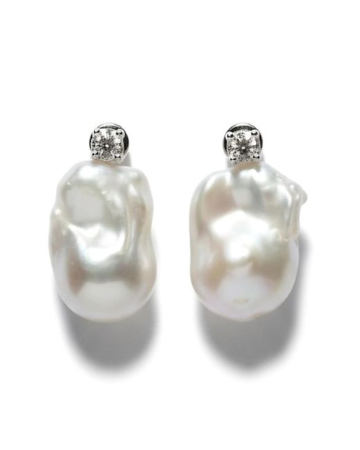 Ninemoo White Gleaming Baroque Pearl Earrings