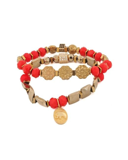 Ebru Jewelry Red Strength & Grace Energy Elephant Charm Bracelet Set
