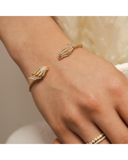 BLOOMTINE | Earth Angel HQ Metallic Angel Wings Premium Vermeil Bangle