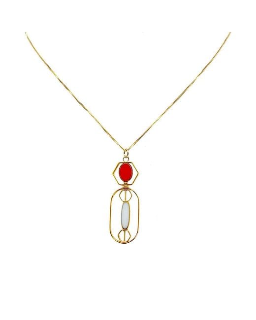 Aracheli Studio Metallic And Vintage German Glass Beads Art Deco Chain Necklace