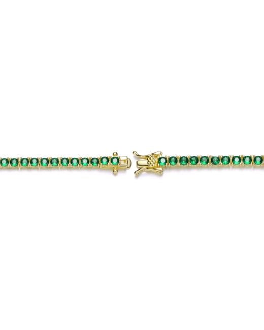 Genevive Jewelry Green Genevive Sterling Plated With Emerald Cubic Zirconia Tennis Bracelet