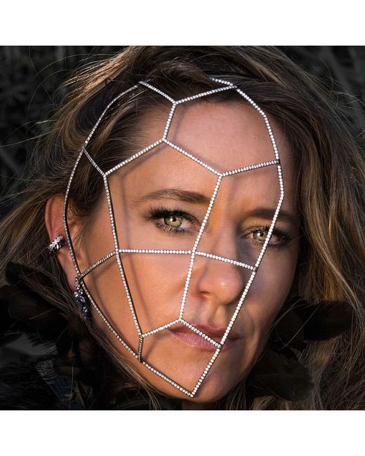 SALLY SKOUFIS White Warrior Headpiece With Made Cz Diamond Stimulant