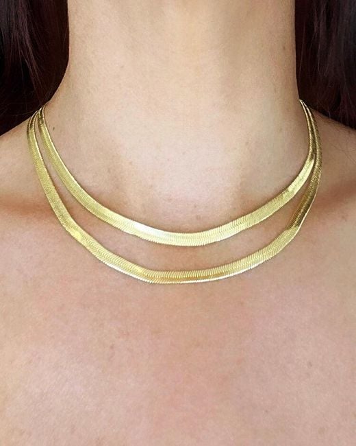 Crystals and Co Metallic Thick Herringbone Necklace