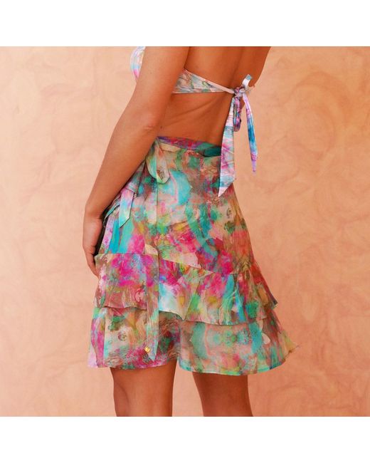 Sophia Alexia Blue Liquid Rainbow Tahiti Skirt Cover Up