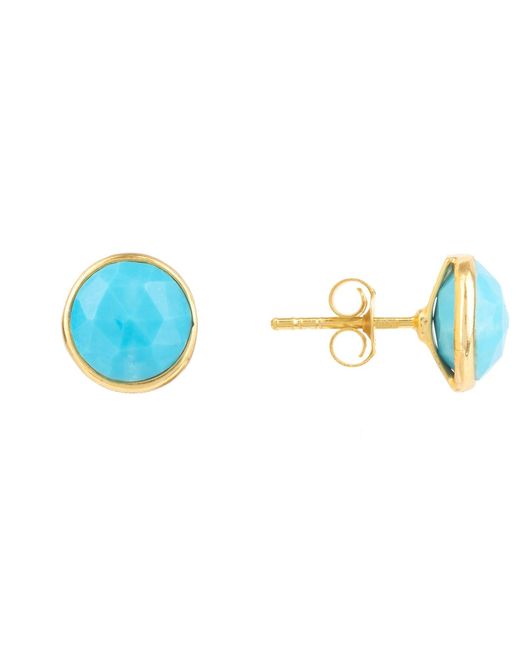 Latelita London Blue Medium Circle Stud Earrings Gold Turquoise