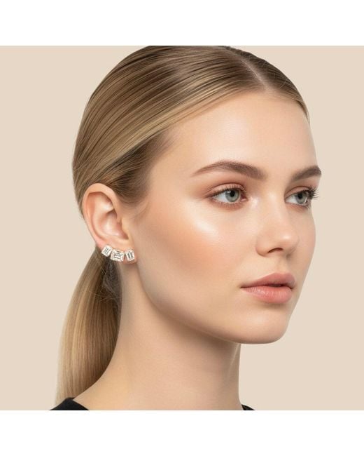 Maison De Gala White Triple Crystal Ear Climber Earrings