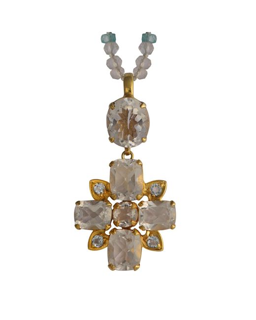 Emma Chapman Jewels Metallic Bathsheba Crystal Aquamarine Cross Pendant