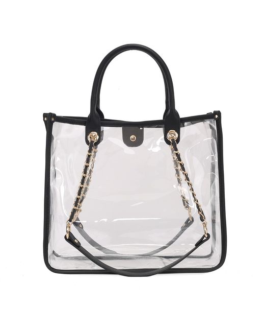 Mkf Collection - J'omor White Diva Pvc Tote Bag With Tweed Bucket Bag