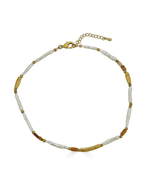Loni Paul Jewelry Metallic Neutrals Biwa Pearl & Garnet Necklace