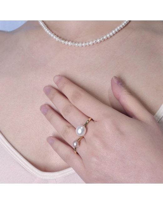 Ninemoo Metallic Classic Pearl Ring