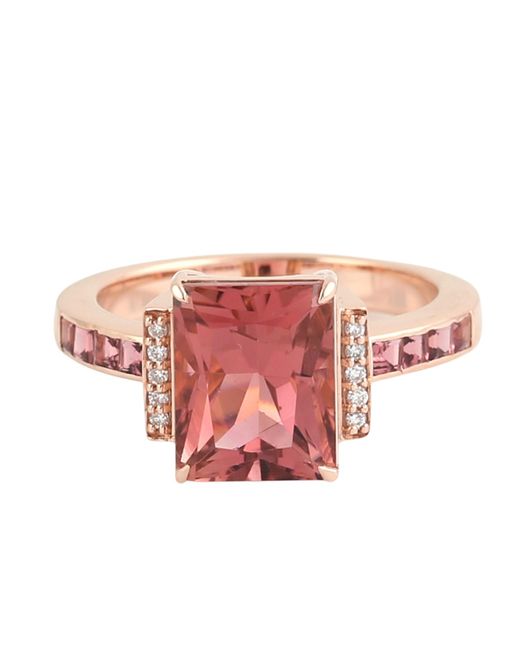 Artisan Pink Rose Tourmaline & Diamond Ring