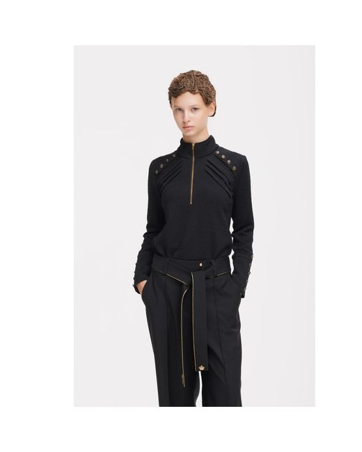 Julia Allert Black Tie-Waist Straight-Leg Trousers –