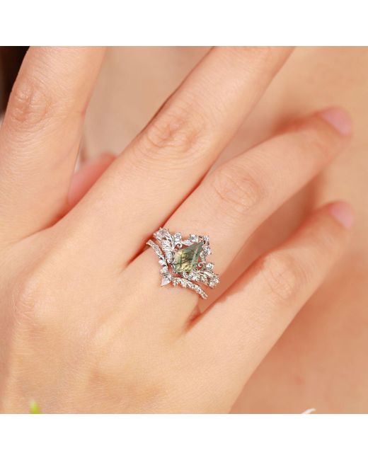 Azura Jewelry New York Blue Regal Tiara Moss Agate Ring Vermeil