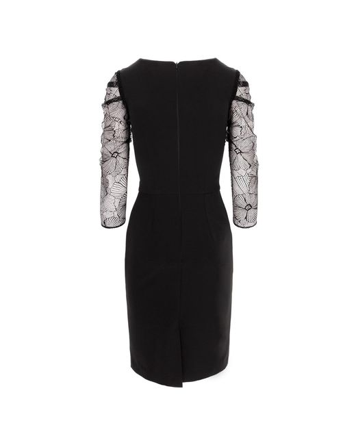 AVENUE No.29 Black Bodycon Midi Dress With Lace Sleeves