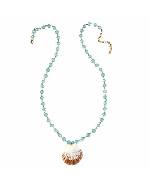 Heather Hawkins Jewelry Metallic Long Scallop Shell Coin Gemstone Necklace for men