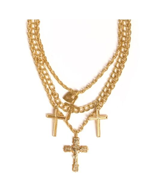 Caramel Vintage Jewellery Metallic Pray Crosses Charm Necklace