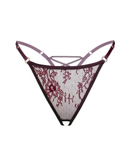 MONIQUE MORIN LINGERIE Purple Moonstruck Thong Ouvert Velvet