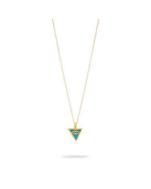 Ebru Jewelry Metallic Triangle Pendant Evil Eye Talisman Necklace