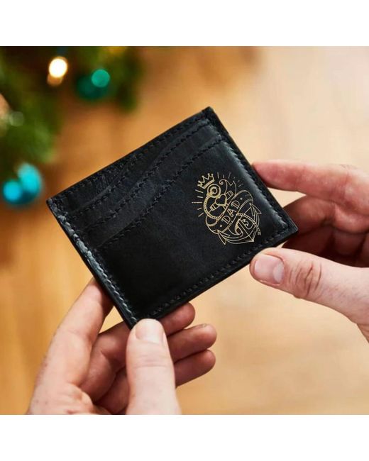 VIDA VIDA Blue Leather Wave Card Holder for men