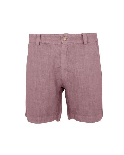 Haris Cotton Purple Linen Bermuda Shorts-dusty Rose for men