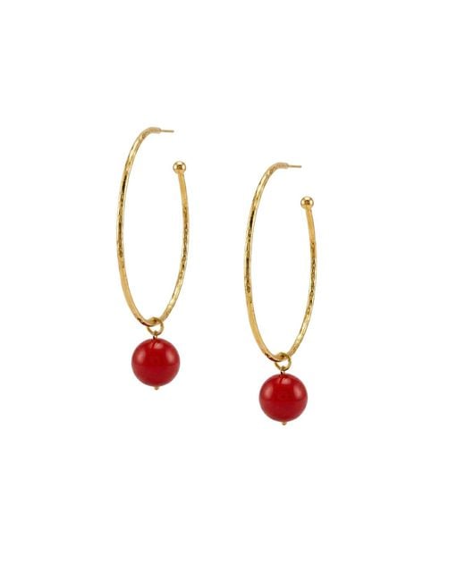Jaredjamin Red Medium Hooptastic Coral Drop Hoop Earrings