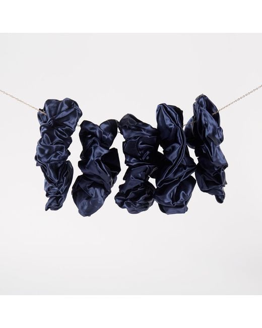 Soft Strokes Silk Blue Pure Mulberry Silk French Scrunchie Set Of Five