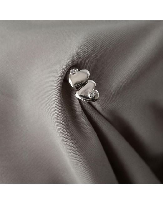 Cier White Diamond Heart Stud Earrings