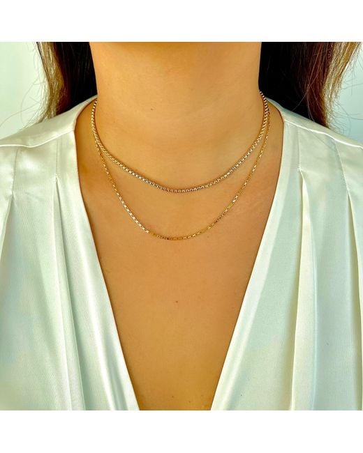 Olivia Le Metallic Roxy Diamond Cut Box Chain Necklace
