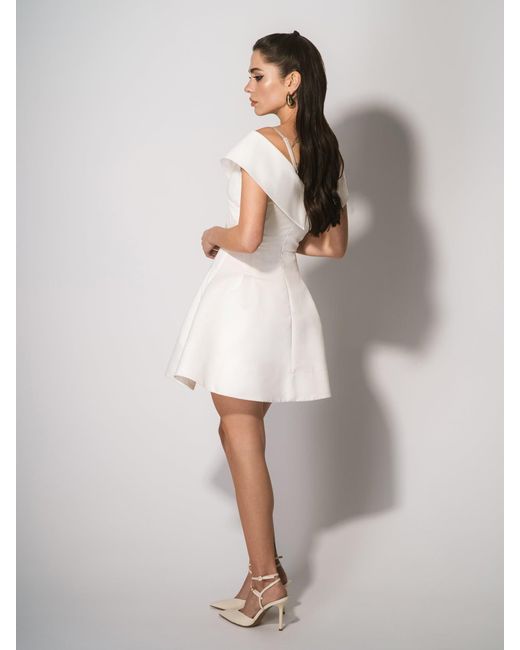 Tia Dorraine Natural Easy To Love Flared Satin Mini Dress Pearl