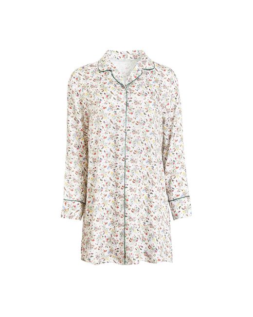 Fable England White Fruity Floral Cream Night Shirt