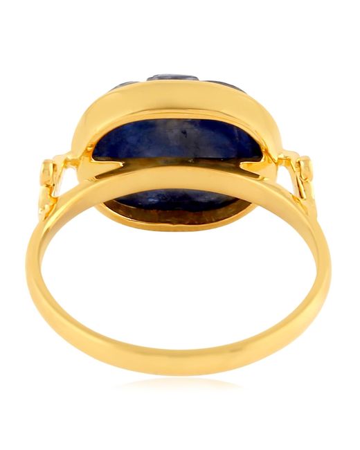 Artisan Blue 18K Carved Sapphire & Diamond Ring