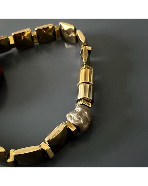 Ebru Jewelry Brown Om Mani Padme Hum Coral Mantra Bracelet