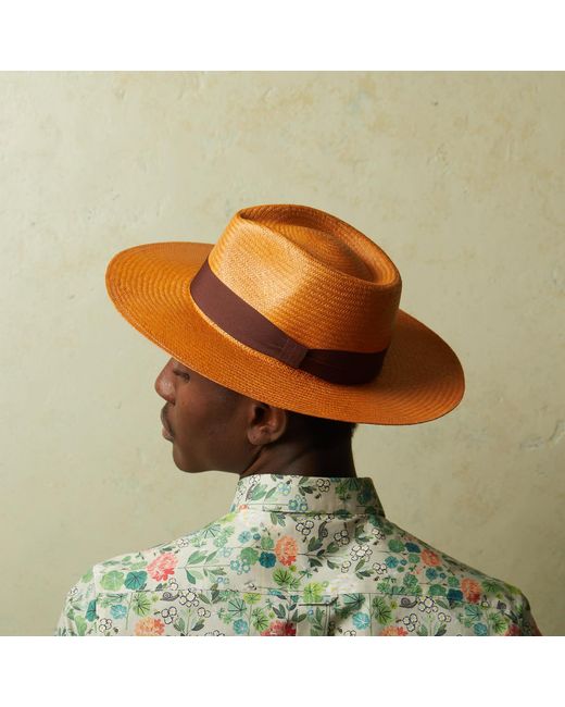 Dasmarca Hats Brown Dasmarca Albert Wide Brim Summer Genuine Panama Straw Hat For - Amber