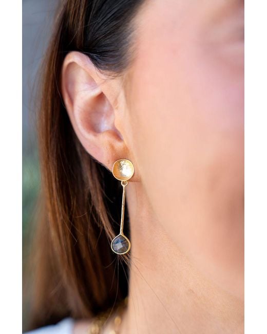 Loni Paul Jewelry Green Labradorite Bar Earrings