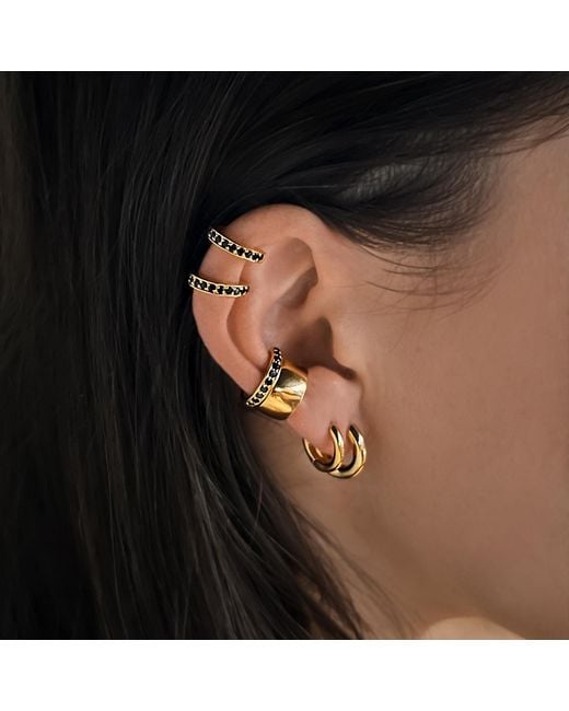 SALLY SKOUFIS Metallic Edge Mono Ear Cuff With Made Cz Diamond Stimulant