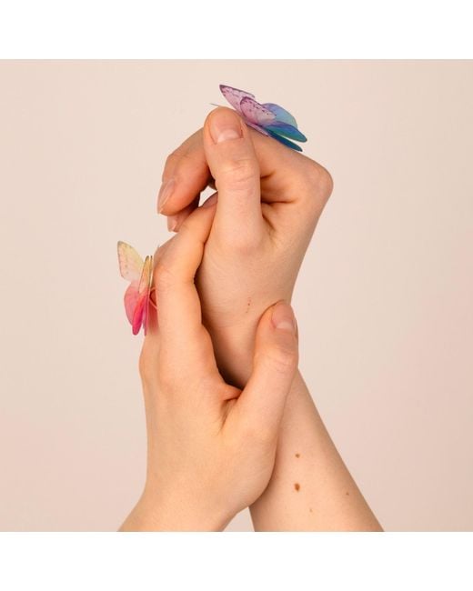 Oana Savu Blue Neutrals Sterling Silk Butterfly Adjustable Ring Cocktail Party Jewelry