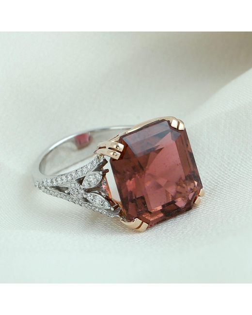 Artisan Red Natural Tourmaline & Diamond Cocktail Ring