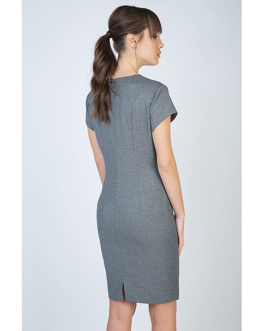 Conquista Gray Short Sleeve Straight Tailored Dress