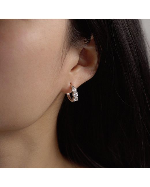Diamonbliss Metallic Marilyn Monroe Three Stones Hoop Earrings
